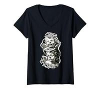 Womens Smile Now Cry Later Chicano Angel Baby Cherubs V-Neck T-Shirt
