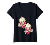 Women's Smile Now Cry Later Kewpie Baby V-Neck T-Shirt