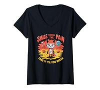 Womens Smile Through The Pain Fake It Til You Break V-Neck T-Shirt