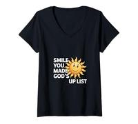 Womens Smile You Made God's Wake Up List Faith Positivity |------ V-Neck T-Shirt