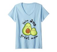 Women's Smiling Green Pear Characters Caregiver Appreciation V-Neck T-Shirt
