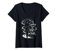 Women's Smiling Through Plot Twists - Women's Empowerment Design V-Neck T-Shirt