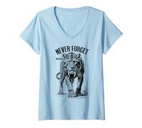 Womens Smilodon Never Forget Sabre Tooth Tiger Cat Paleontology V-Neck T-Shirt