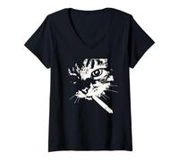 Womens Smoking Cat Meme Gangster Street Kitten V-Neck T-Shirt