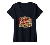 Womens Smooth As Tennessee Whiskey - 3 stars Flag V-Neck T-Shirt