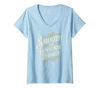 Women's Smooth As Tennessee Whiskey Drinker Tennessee Whiskey V-Neck T-Shirt, Baby Blue, Medium