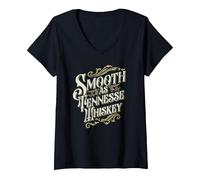 Women's Smooth As Tennessee Whiskey Drinker Tennessee Whiskey V-Neck T-Shirt, Black, Medium
