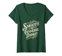 Women's Smooth As Tennessee Whiskey Drinker Tennessee Whiskey V-Neck T-Shirt, Dark Green, X-Large
