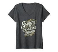 Women's Smooth As Tennessee Whiskey Drinker Tennessee Whiskey V-Neck T-Shirt, Dark Heather Grey, Medium