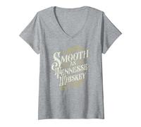 Women's Smooth As Tennessee Whiskey Drinker Tennessee Whiskey V-Neck T-Shirt, Heather Grey, X-Large