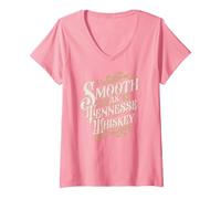 Women's Smooth As Tennessee Whiskey Drinker Tennessee Whiskey V-Neck T-Shirt, Pink, Large
