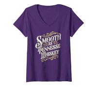 Women's Smooth As Tennessee Whiskey Drinker Tennessee Whiskey V-Neck T-Shirt, Purple, Medium