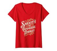 Women's Smooth As Tennessee Whiskey Drinker Tennessee Whiskey V-Neck T-Shirt, Red, Medium