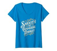 Women's Smooth As Tennessee Whiskey Drinker Tennessee Whiskey V-Neck T-Shirt, Sapphire Blue, Small
