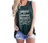 Women's Smooth As Tennessee Whiskey Sweet As Strawberry Wine Letter Print Crew Neck Sleeveless Tee Shirt Tank Tops for Women