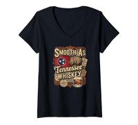 Womens Smooth As Tennessee Whiskey - Tennessee Flag and Barrels V-Neck T-Shirt