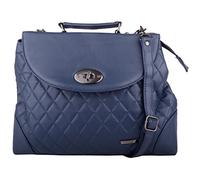 Womens Smooth Faux Leather Satchel/Cross Body/Shoulder Bag - Navy