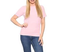 Womens Smooth Knit Classic Short Sleeve Jumper Ladies V Neck Shirt Casual Wear Outdoor Life Style Sweater All Over Cable Knit Sweater Top Plus Sizes UK 8-22 Pink