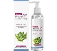 Women's Smooth Shave Oil, infused with olive and jojoba seeds, soothes and moisturizes skin, reduces irritation, redness, and dryness, and provides a comfortable, non-greasy finish.