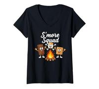 Women's S'More Squad Funny Kawaii Camping Marshmallow Pun V-Neck T-Shirt