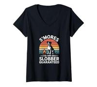 Women's Smores and Slobber Guaranteed Camping Dog V-Neck T-Shirt