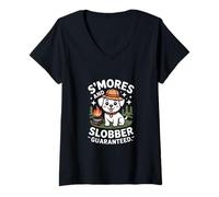 Women's Smores and Slobber Guaranteed Camping Dog V-Neck T-Shirt