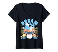 Women's Smurfs Lazy Smurf Dream Sleep Big 60s Festival Pop Culture V-Neck T-Shirt