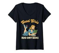 Womens Smut Reader Book Romance Good That Girls Read Dirty Books V-Neck T-Shirt