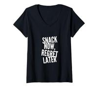 Women's Snack Now Regret Later Powered By Snacks This is My Snack V-Neck T-Shirt