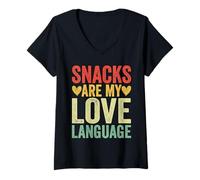 Womens Snacks Are My Love Language Funny Food V-Neck T-Shirt