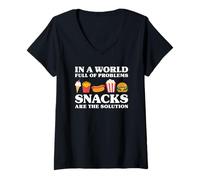 Womens Snacks are The Solution Funny Snack V-Neck T-Shirt