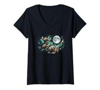 Women's Snail Moon - Funny Snails Lover Humor Novelty Cute Snail V-Neck T-Shirt