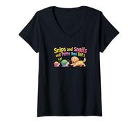 Womens Snails and Puppy Dog Tails. Funny Quote V-Neck T-Shirt