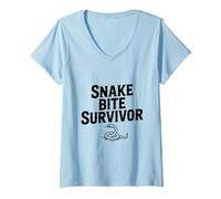 Women's Snake Bite Survivor Funny Wildlife Adventure Lover V-Neck T-Shirt