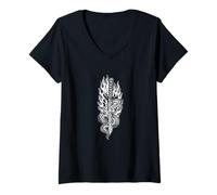 Womens Snake Flames Katana Design V-Neck T-Shirt