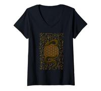 Womens Snake Flower of Life Sacred Geometry Keys Mystic V-Neck T-Shirt