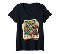 Womens Snake Haired Goddess Of Ancient Greece, Medusa V-Neck T-Shirt
