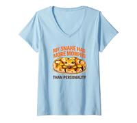 Women's Snake More Morphs Than Personality Ball Python Humor V-Neck T-Shirt