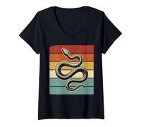 Women's Snake Retro Ball Python V-Neck T-Shirt