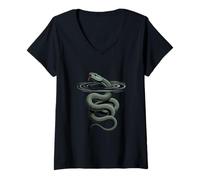 Women's Snake Rising from Water Serpent V-Neck T-Shirt