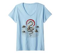 Womens Snake Zen Circle Rock Serpent Symbol Nature Balance V-Neck T-Shirt