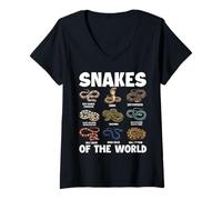 Women's Snakes of The World Educational Snake Reptile Lover Kids V-Neck T-Shirt