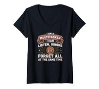 Women's Snarky Joke About Ignoring Conversations and Forgetting V-Neck T-Shirt