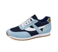 Women's Sneakers European America Plus Size Casual Sports Shoes Spring Autumn Round Toe Lace Up Color Block Mesh Breathable Comfortable Lightweight (Blue, 4.5)