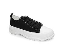 Womens Sneakers Ladies Chunky Platform Lace-up Trainers Walking Casual Fashion Daily Footwear Comfy Shoes Size UK Black