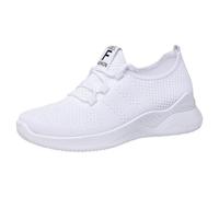 Womens Sneakers Lightweight Ladies Trainers Breathable Woman Breathable Running Shoes Daily Walking Outdoor Fitness Athletic Lace Up Flat Fitness Air Cushion Sports Tennis Shoes White