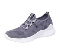 Womens Sneakers Lightweight Ladies Trainers Breathable Woman Breathable Running Shoes Daily Walking Outdoor Fitness Athletic Lace Up Flat Fitness Air Cushion Sports Tennis Shoes Gray