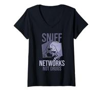 Womens Sniff Networks Not Drugs Computer Hacking Coding Hacker V-Neck T-Shirt