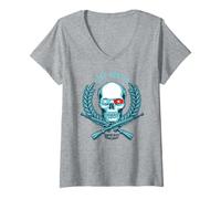 Womens Sniper Elite Resistance Head Hunter Skull Wreath V-Neck T-Shirt