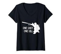 Womens Sniper One Shot One Kill T-Shirt White V-Neck T-Shirt